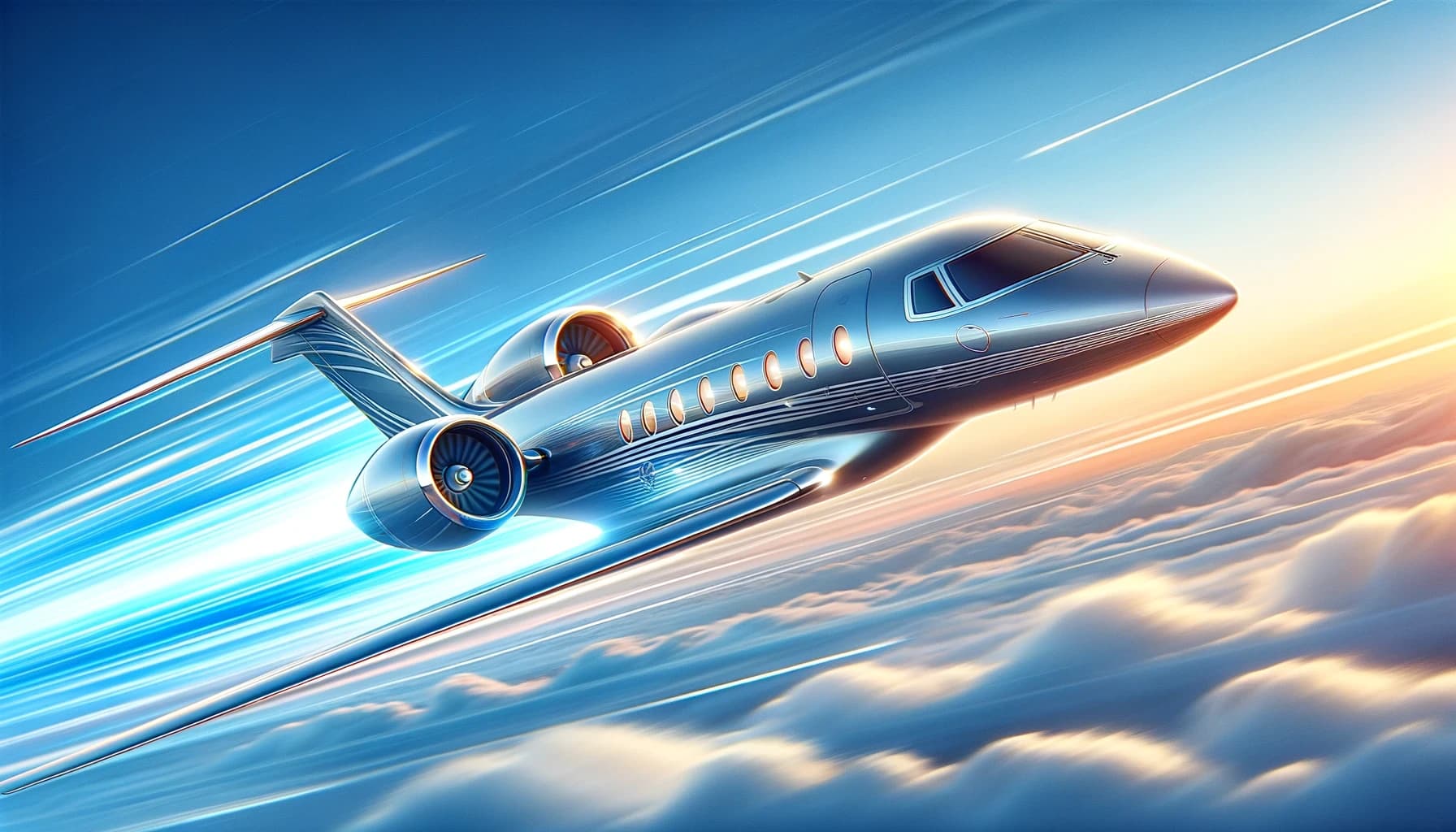 D A L L· E 2024 02 04 08.16.56 A Digital Artwork For A Blog Feature Image Focusing Solely On The Worlds Fastest Private Jet. The Jet Is Depicted Soaring High In The Sky Showcasin