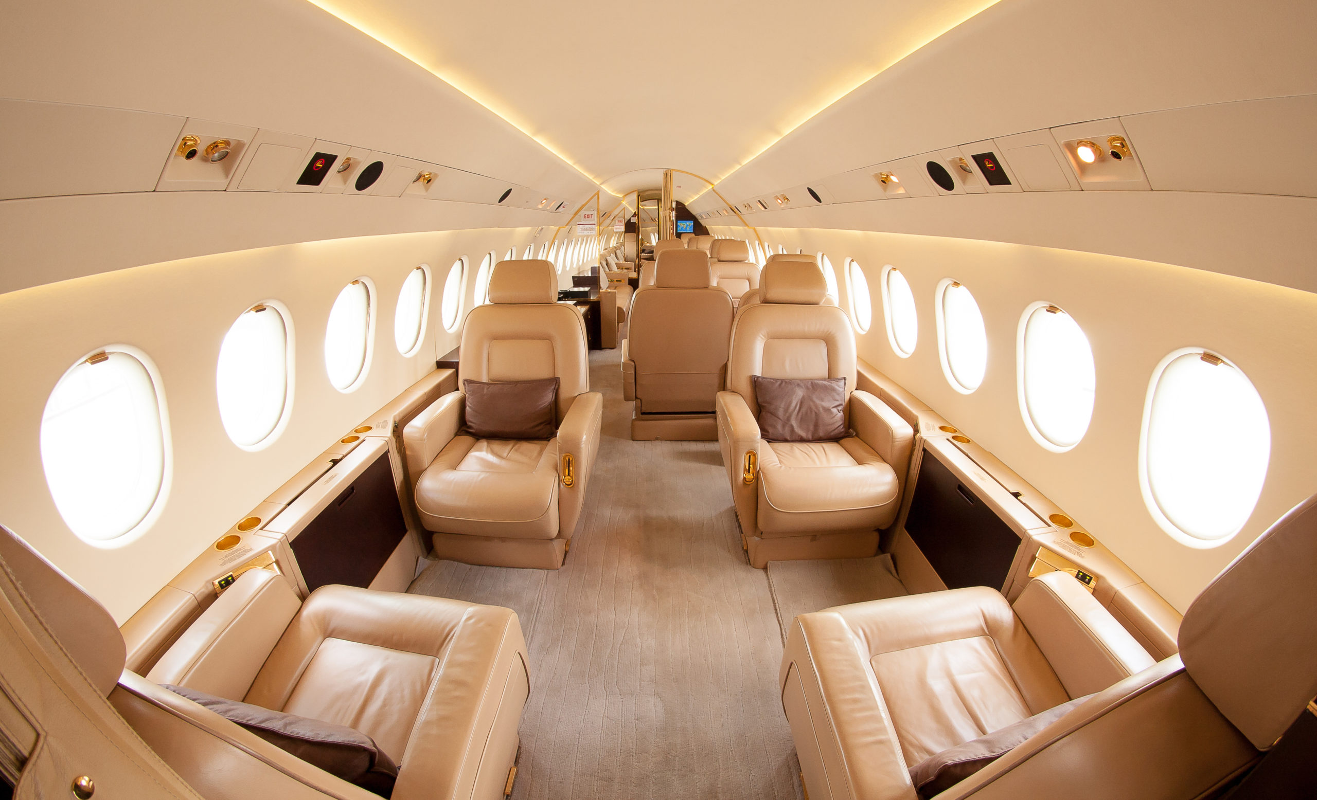 Interior of a private jet