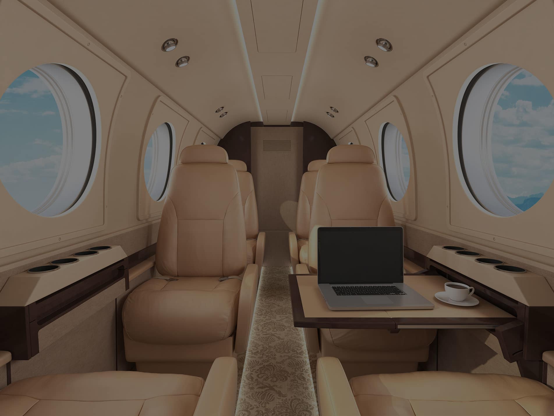 Private jet charter interior